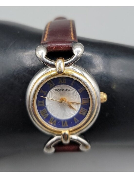Fossil Accessories - Vintage 1990s Fossil Prism Watch PC-9510 Two-Tone Blue Gold Roman Dial New Batte